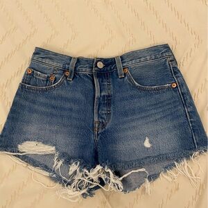 Levi's High Waist Blue Denim Shorts